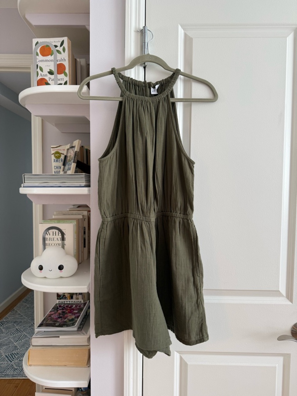 Gap Olive Green Gauze Halter Romper - EUC Size M